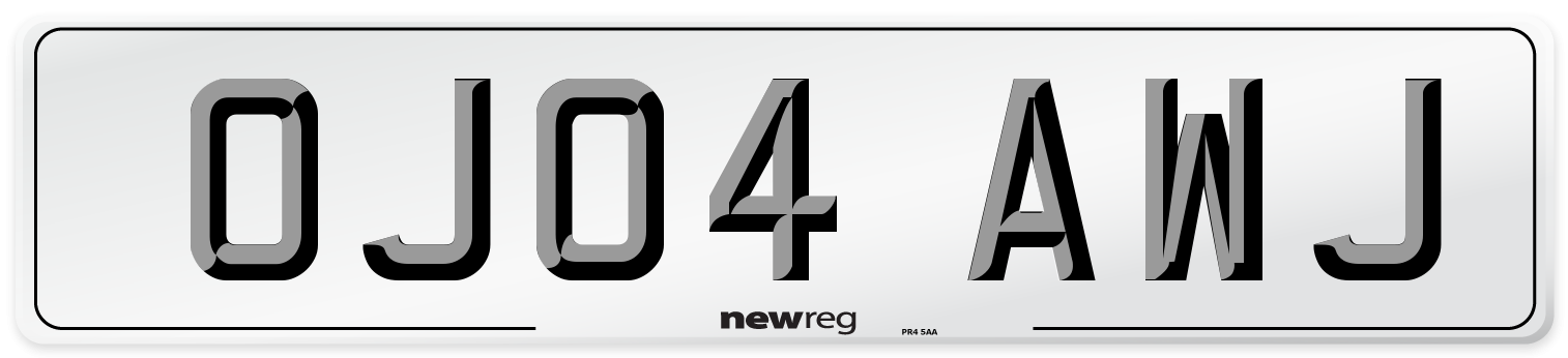 OJ04 AWJ Number Plate from New Reg